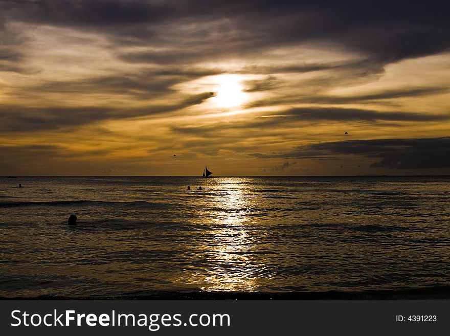 Beautiful sunset in tropical paradise. Beautiful sunset in tropical paradise