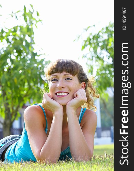 Portrait of young beautiful woman  in summer environment. Portrait of young beautiful woman  in summer environment