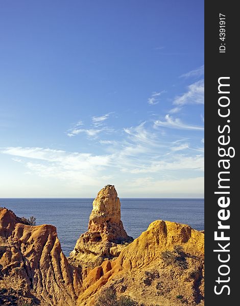 Rocks Near Carvoeiro In The Algarve In Portugal