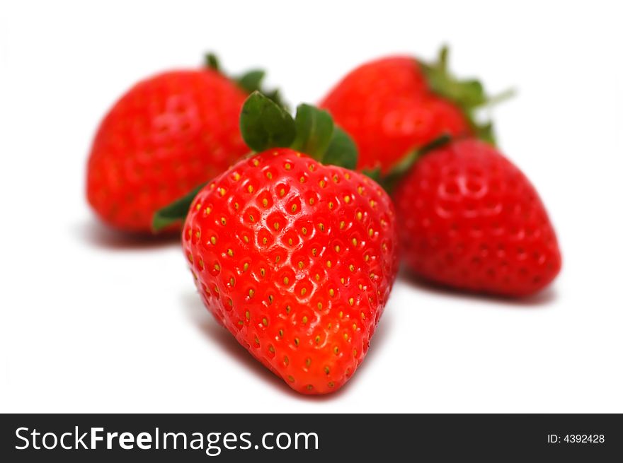 Strawberries isolated on a white background