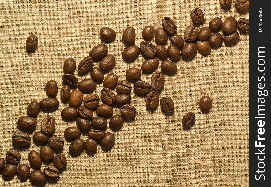 Group of coffee grain on burlap. Group of coffee grain on burlap