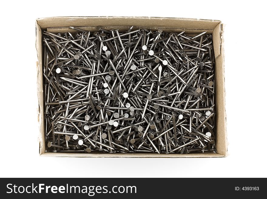 Close-up of a box of nails