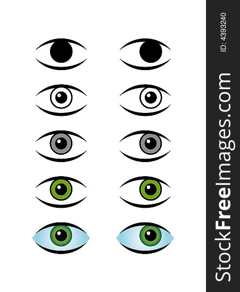 Different icons of green eye