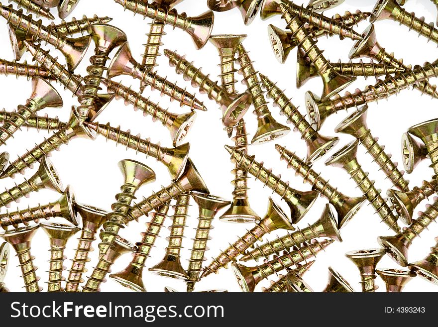 Close-up of a screws isolated on white