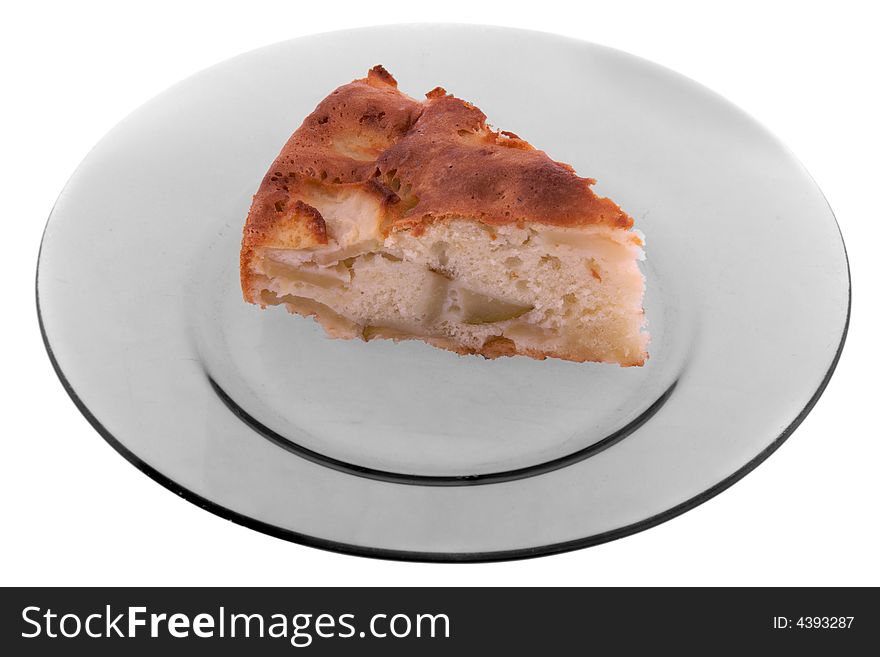 Piece of a Pie on a Plate Isolated on White