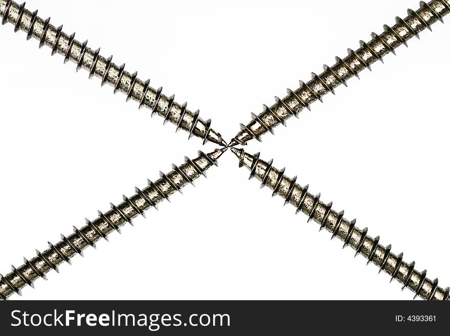 Close-up of a screws isolated on white