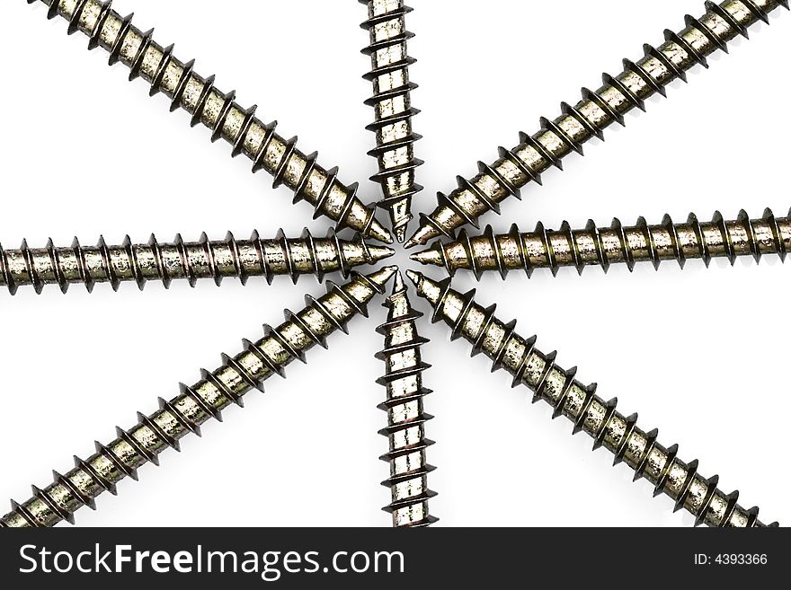 Close-up of a screws isolated on white