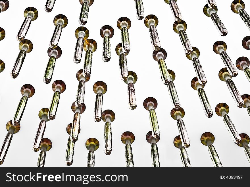 Close-up of a screws isolated on white