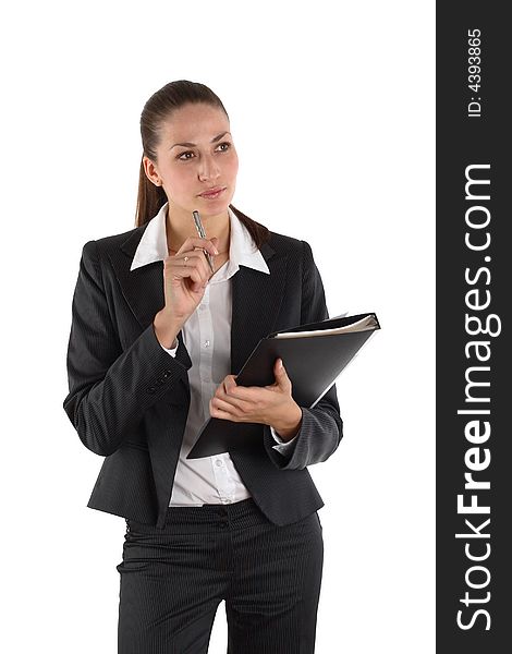 Businesswoman with file fashion style isolated. Businesswoman with file fashion style isolated