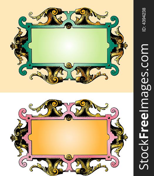 Vector illustration of the baroque wooden frame