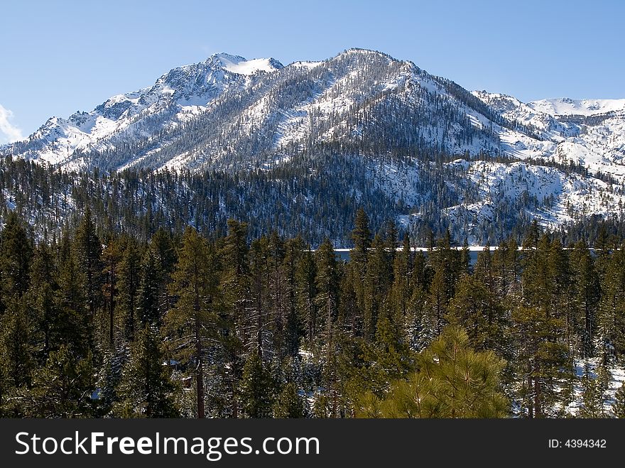 Lake in winter, high in the mountains