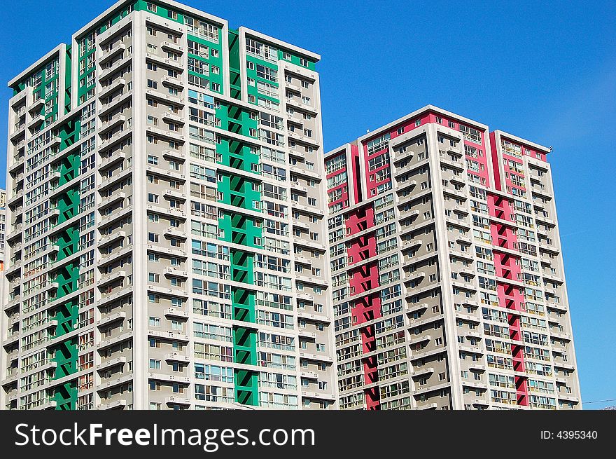 Apartment buildings with attractive color, shot at soho modern city, Beijing. China.