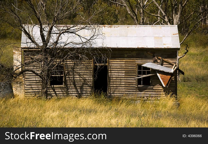 An old abandoned farm building