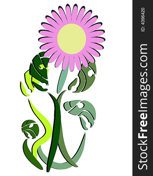 Vector illustration of a purple petal multiple leaf flower. Vector illustration of a purple petal multiple leaf flower