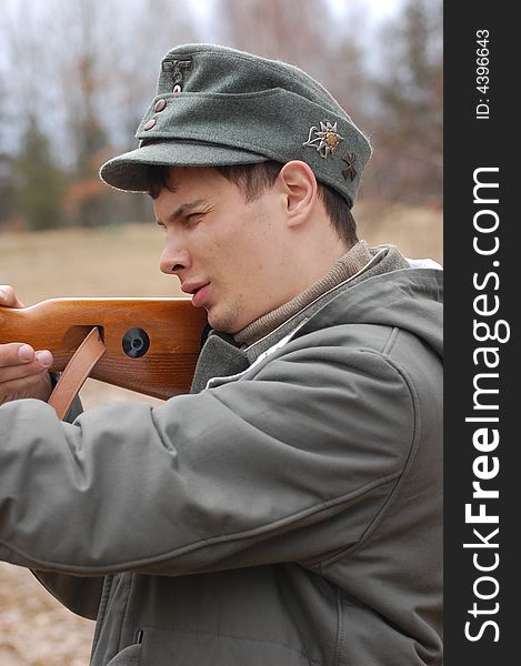 German Soldier. WWII Reenacting