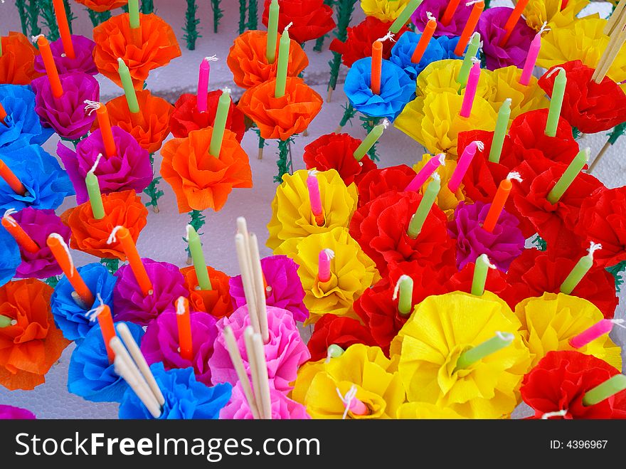 Colored Candle for Loi Kratong Festival, Bangkok. Colored Candle for Loi Kratong Festival, Bangkok.