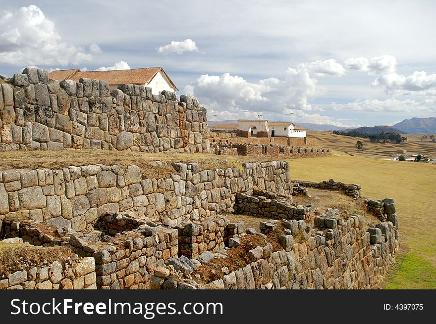 Inca ruins - peruvian cultural heritage in Ands, Chinchero, Peru. Inca ruins - peruvian cultural heritage in Ands, Chinchero, Peru