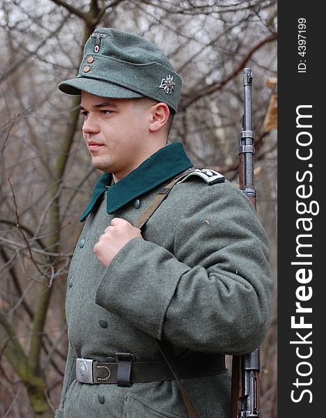 German Soldier.  WWII Reenacting