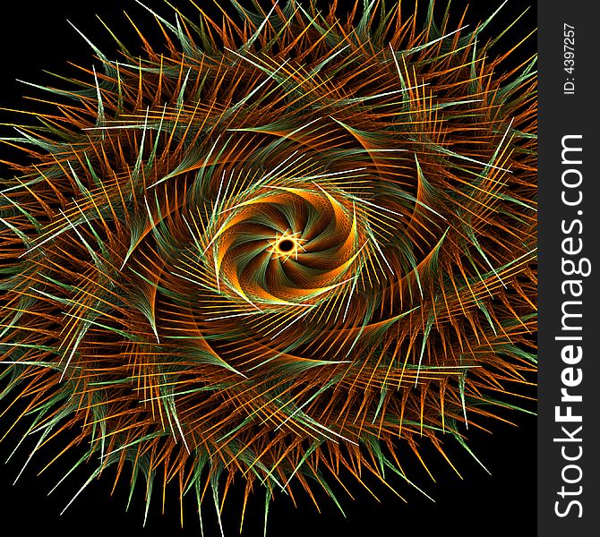 Abstract fractal image resembling a pinwheel twist
