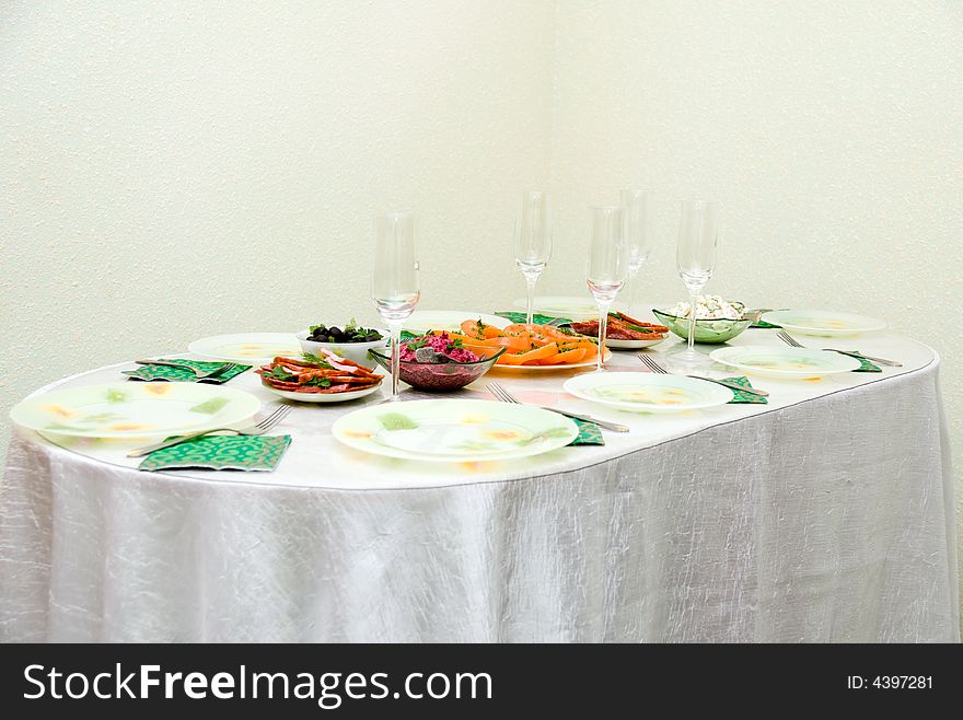 Festive dining table and much tasty meal. Festive dining table and much tasty meal