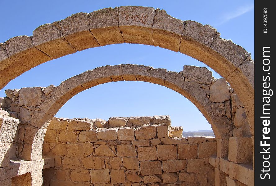 Details of arches in an ancient Nabataean desert city Israel. Details of arches in an ancient Nabataean desert city Israel