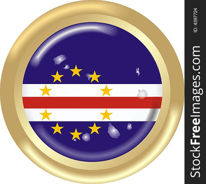 Art illustration: round medal with map and flag of capeverde. Art illustration: round medal with map and flag of capeverde