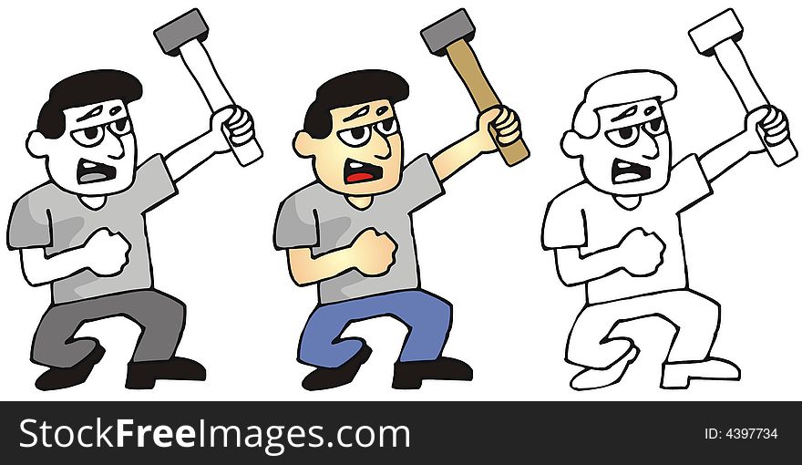Art illustration of a man with a hammer