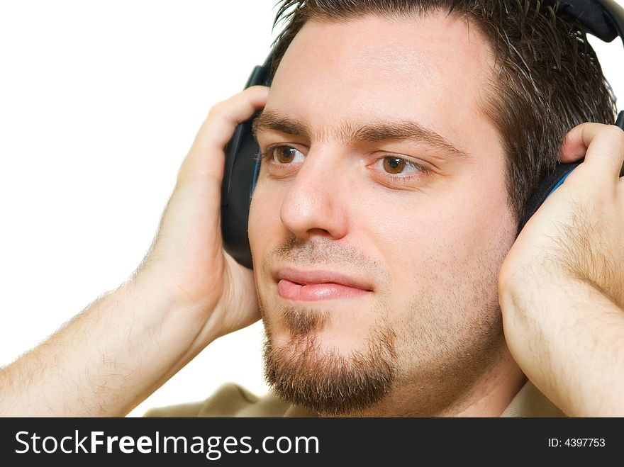 Man with headphones enjoying the music. Man with headphones enjoying the music