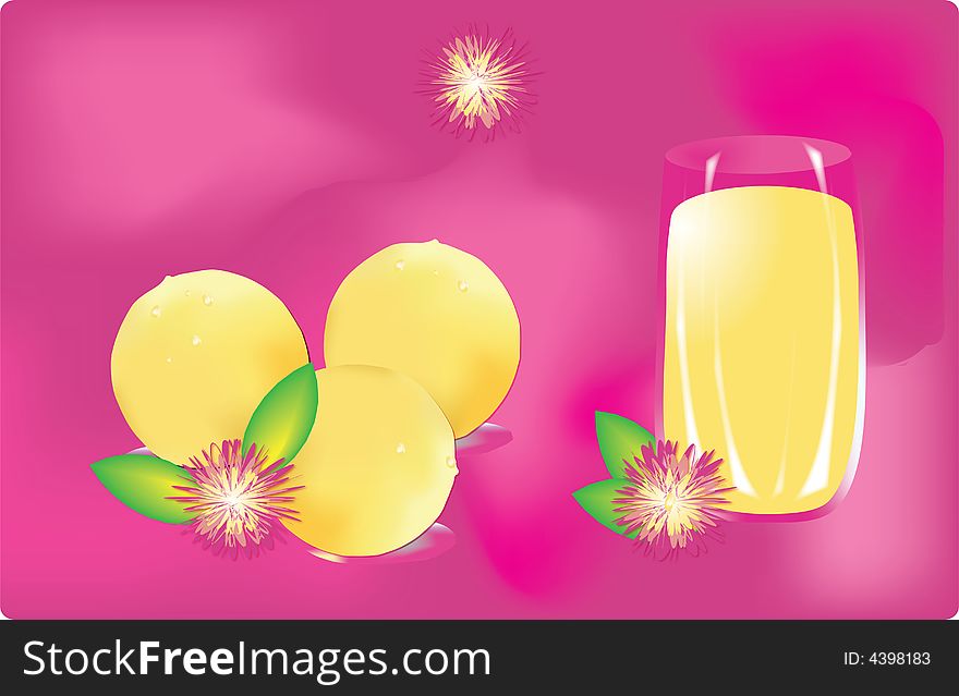 This is a vector illustration peach juice in glass. Three peach.