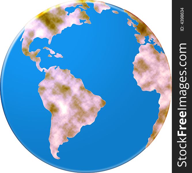 World map include south america and africa. World map include south america and africa