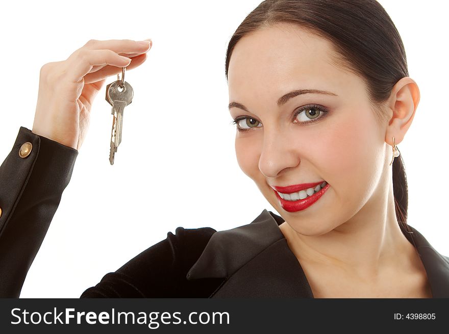 Woman with key in hand