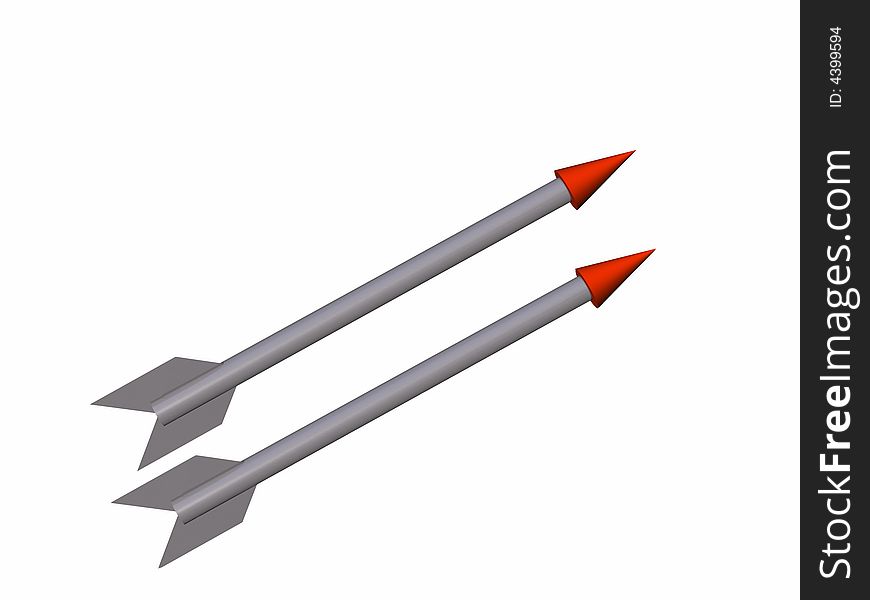 Two Grey Arrows With Red Tips