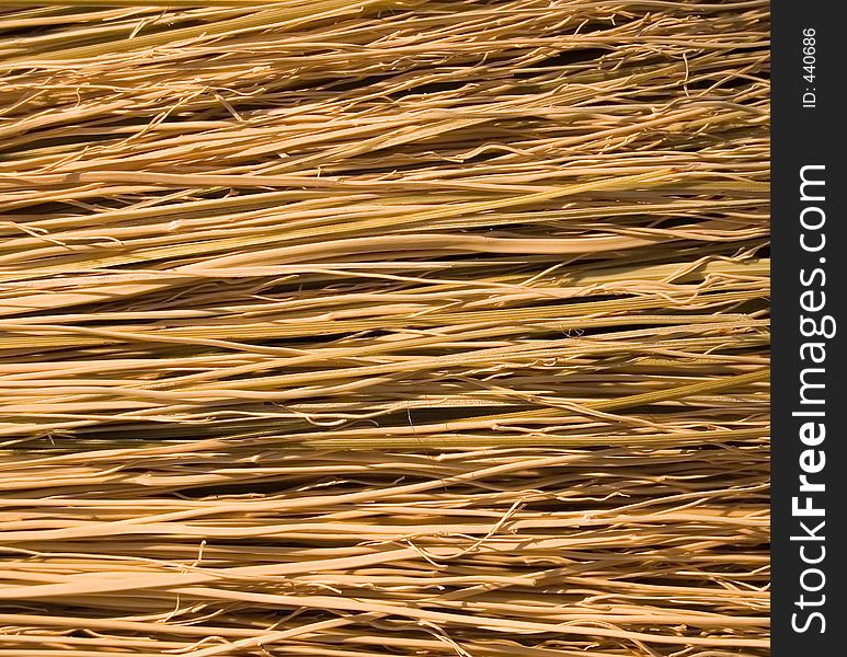 A closeup of broom bristles