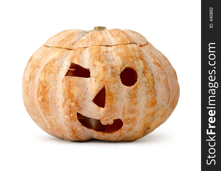 Carved pumpkin jack-o-lantern for halloween