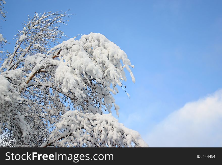 White snow and blue sky