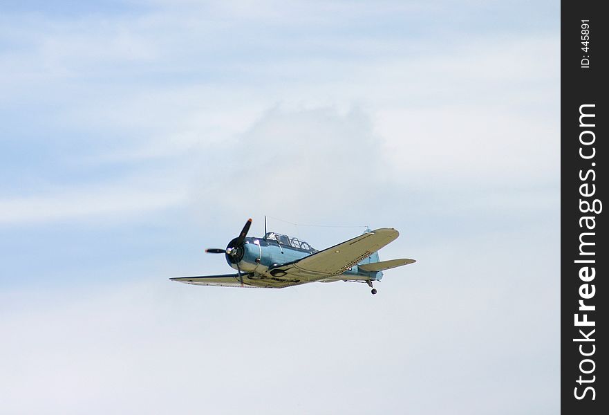 Dive Bomber Flying in the clouds. Dive Bomber Flying in the clouds