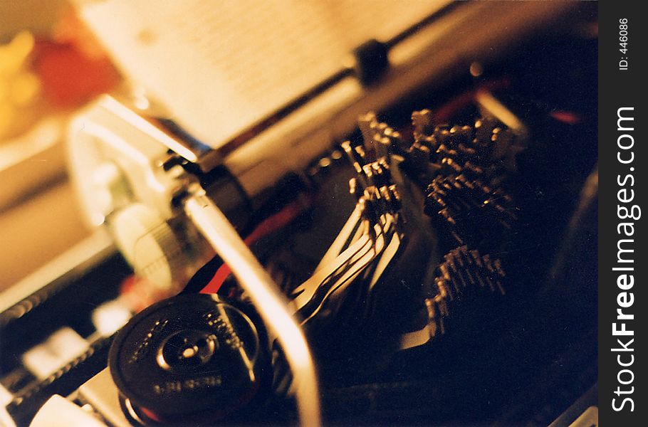 A close up of an old-fashioned typewriter. A close up of an old-fashioned typewriter.