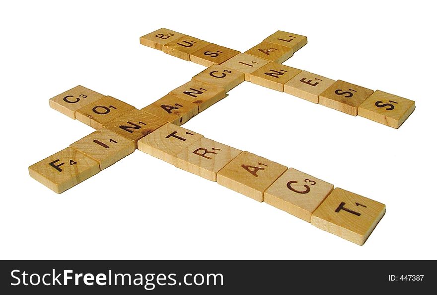 letters with business, contract and financial words crossed. Letters pieces in wood. letters with business, contract and financial words crossed. Letters pieces in wood