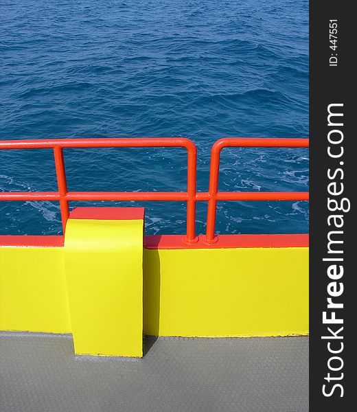 Color board ship on sea. Color board ship on sea