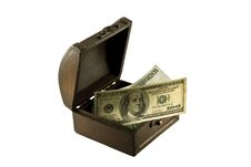 Money In An Old Wooden Chest Stock Images Money In An Old Wooden Chest Stock Images