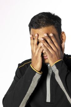 Young Man With Hands Over His Face Stock Image Young Man With Hands Over His Face Stock Image