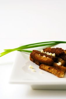 Rusk With Spring Onion. Royalty Free Stock Photos Rusk With Spring Onion. Royalty Free Stock Photos