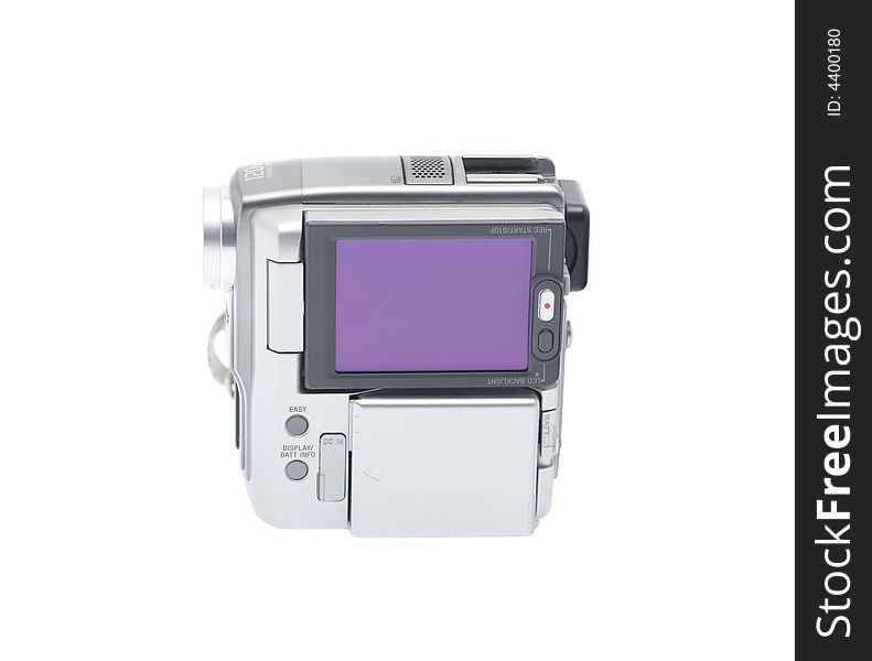 Video camera isolated on white background. You can put text or images on the LCD screen