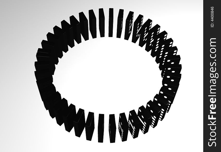 A wheel of domino black pieces. A wheel of domino black pieces