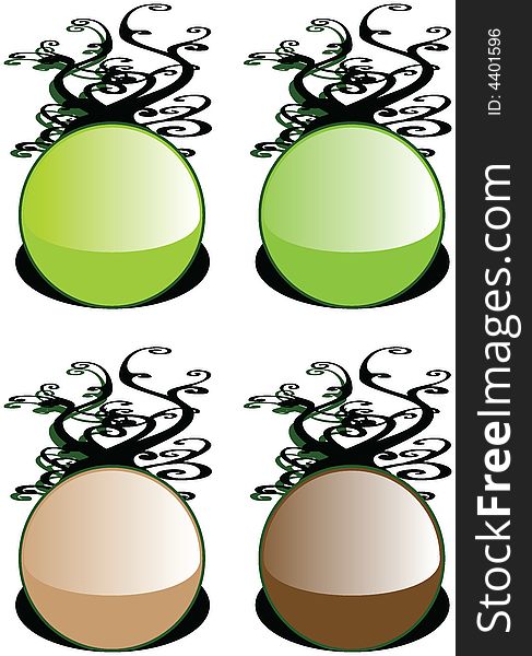 Set Of Four Interesting Organic Eco Buttons Illustration Badge Vector