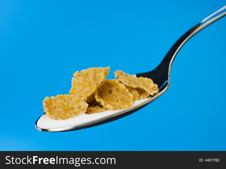 Corn flakes on the spoon