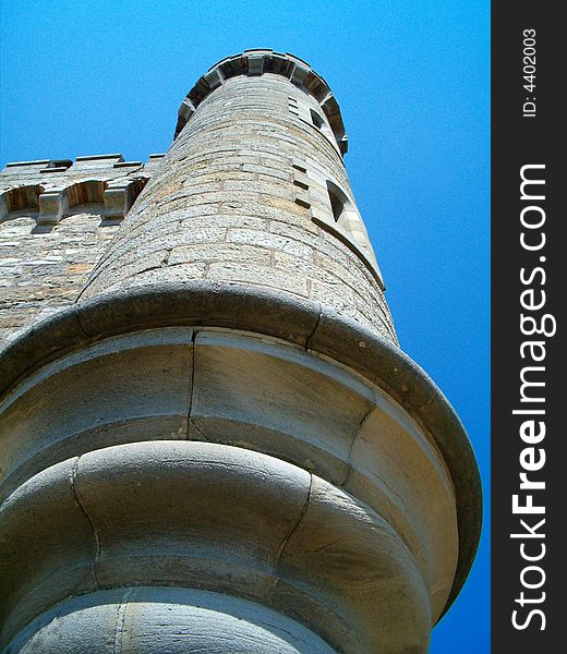 The image shows a detail of a tower build by berenguer sauniere. The image shows a detail of a tower build by berenguer sauniere