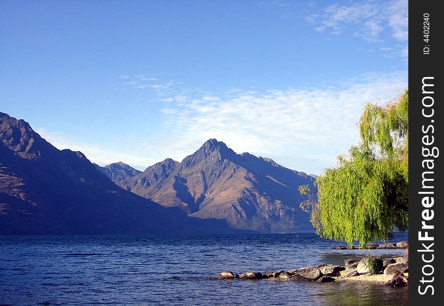 Lake in Queenstown in New Zealand. Lake in Queenstown in New Zealand.