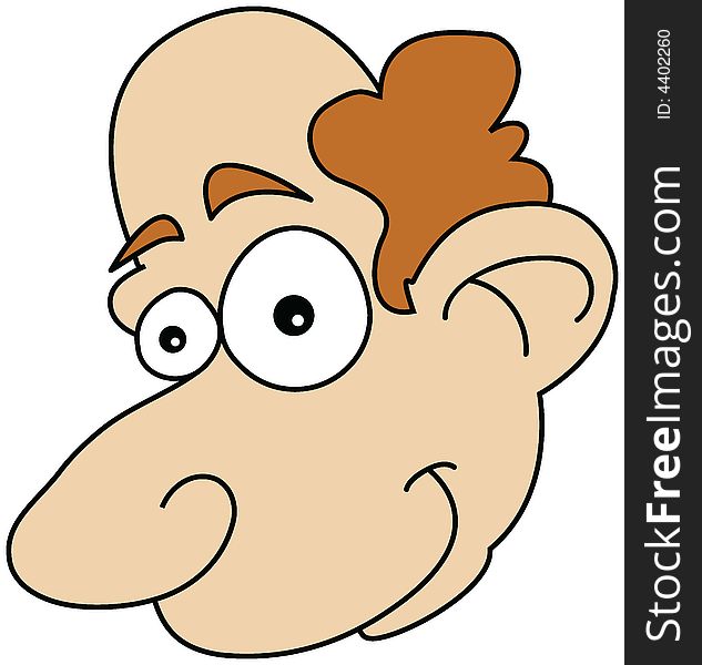 Cute Balding Man Illustration Vector With Brown Hair and Big Eyes