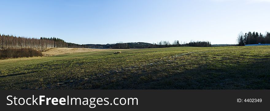 Panorama image from frozen field on late of autumn. Panorama image from frozen field on late of autumn